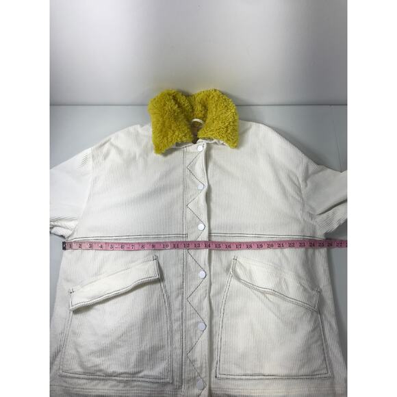 Free People We the Free Lust for Life Corduroy Oversized Jacket Ivory Fur Cold - Picture 15 of 16